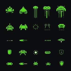 space invaders icon set green 2 png 8k final base=